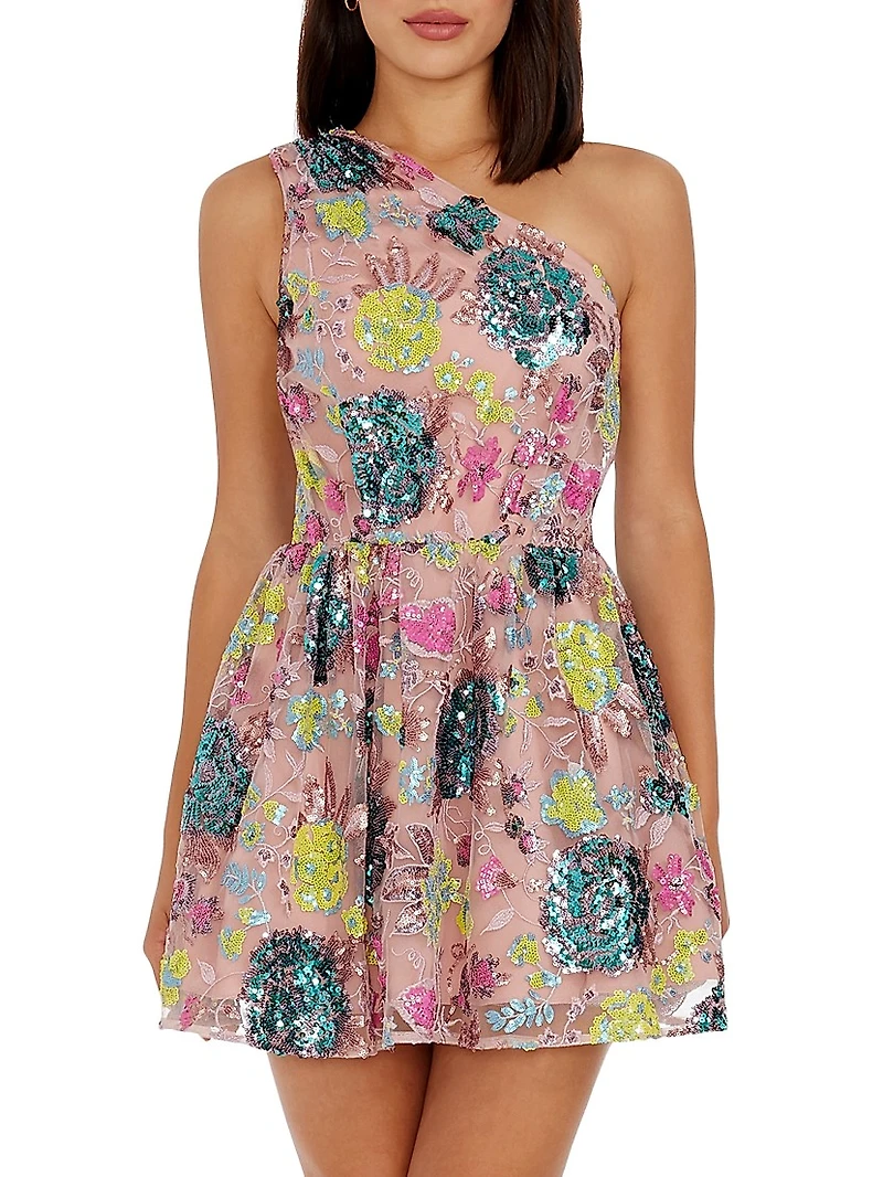 Delaney Sequined One-Shoulder Minidress