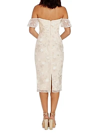 Tara Floral Appliqué Midi-Dress