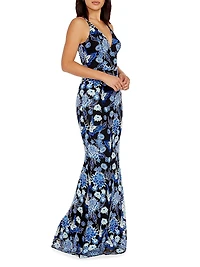 Sharon Floral Embroidered Mermaid Gown