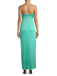 Floral Satin One-Shoulder Gown