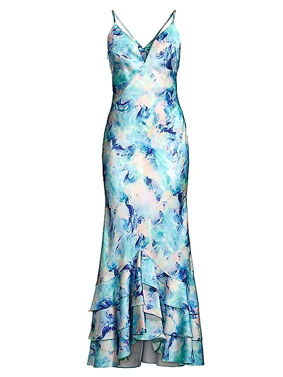 Abstract Satin Mermaid Gown