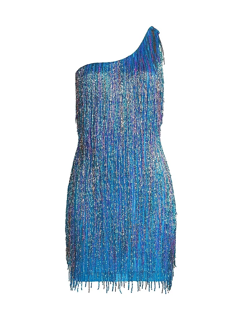 Beaded One-Shoulder Minidress
