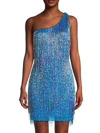Beaded One-Shoulder Minidress