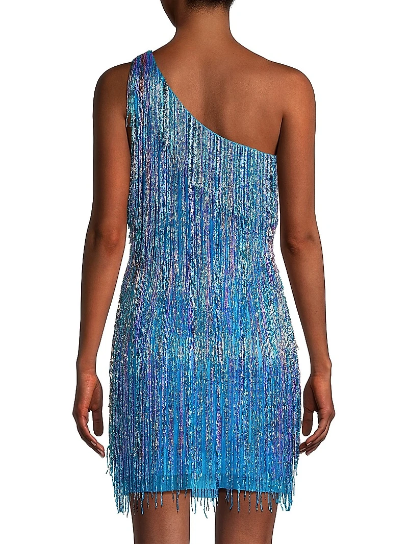 Beaded One-Shoulder Minidress