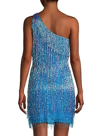 Beaded One-Shoulder Minidress
