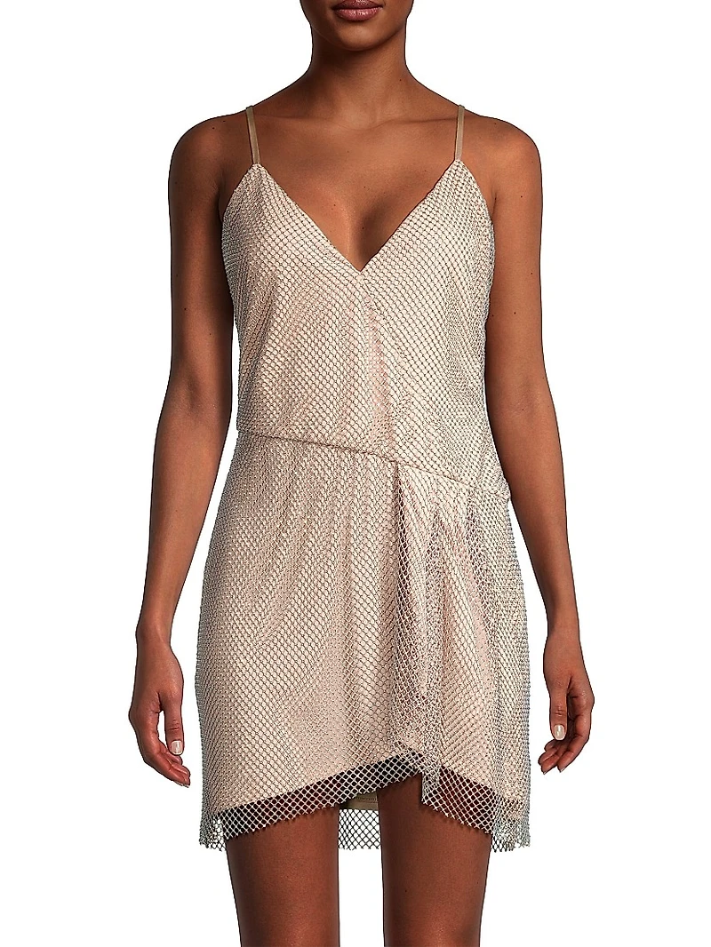 Rhinestone-Embellished Sleeveless Minidress