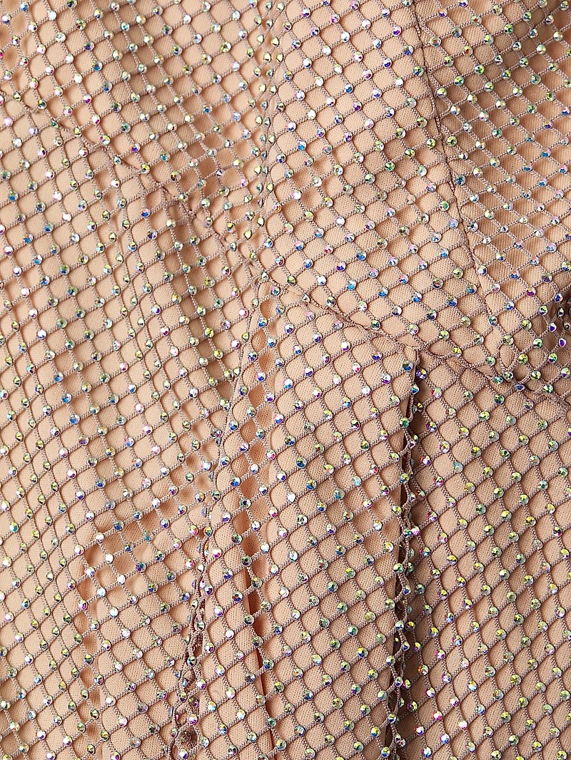 Rhinestone-Embellished Sleeveless Minidress