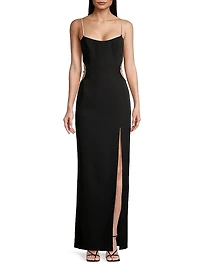Twill Scoopneck Column Gown