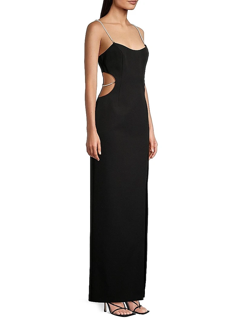 Twill Scoopneck Column Gown