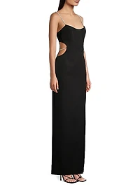 Twill Scoopneck Column Gown