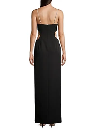 Twill Scoopneck Column Gown