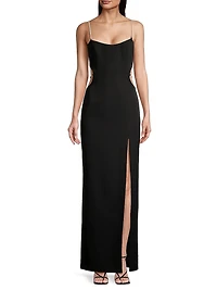 Twill Scoopneck Column Gown