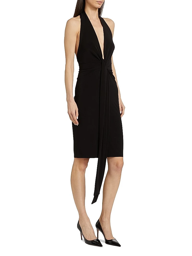 Tie-Front Jersey Knee-Length Dress