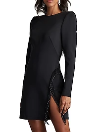 Scuba-Knit Beaded Minidress