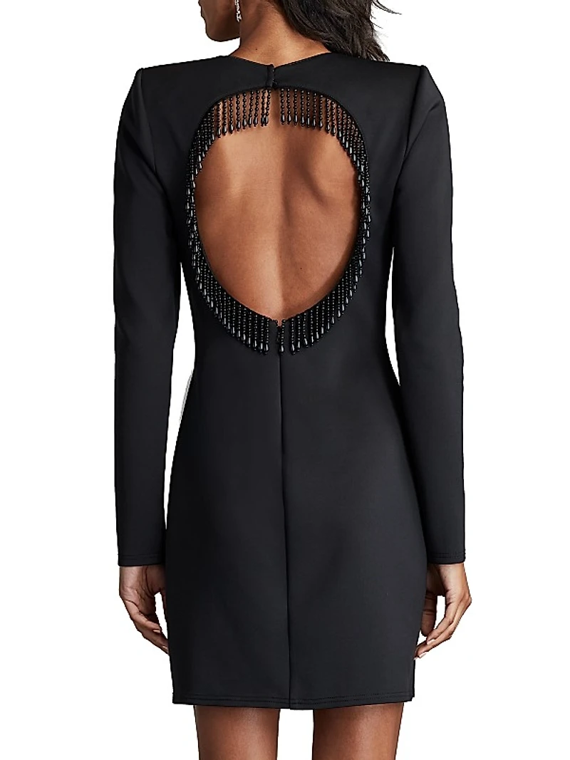 Scuba-Knit Beaded Minidress