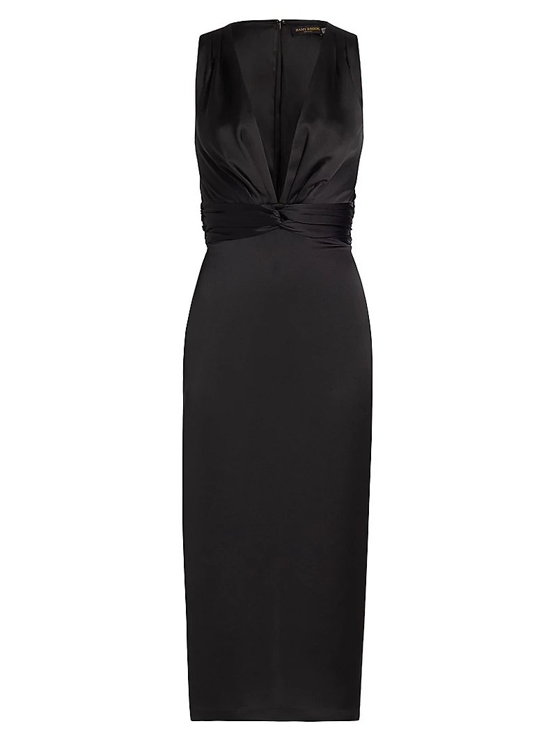 Talon Satin Plunge Midi-Dress