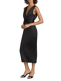 Talon Satin Plunge Midi-Dress