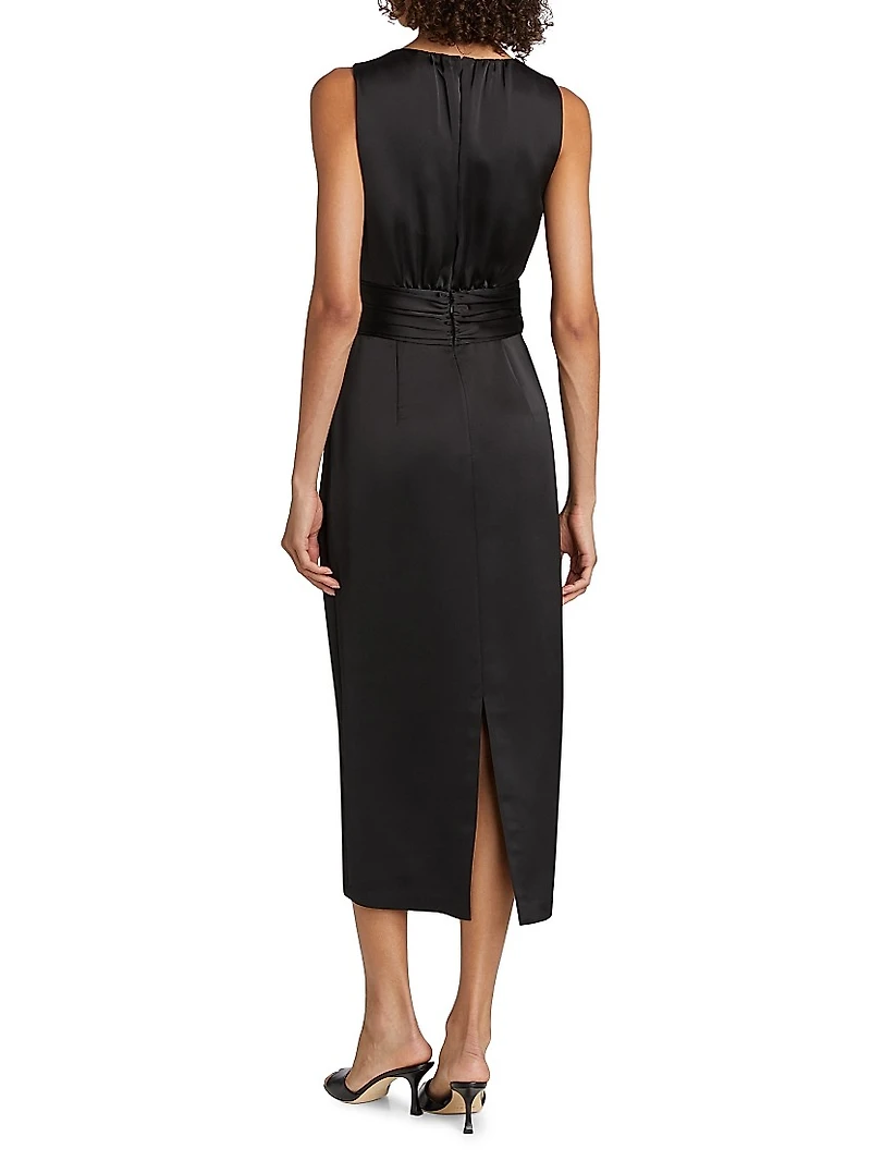 Talon Satin Plunge Midi-Dress