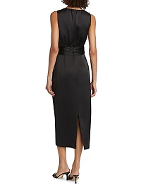 Talon Satin Plunge Midi-Dress