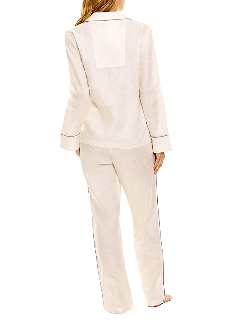Blue Serenity Emma Linen 2-Piece Pajama Set