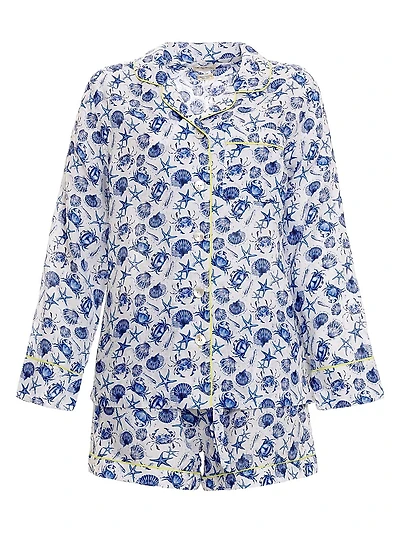 Blue Serenity Vera Ecru Seashells By The Seashore 2-Piece Pajama Set