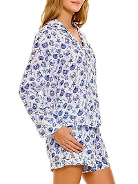 Blue Serenity Vera Ecru Seashells By The Seashore 2-Piece Pajama Set
