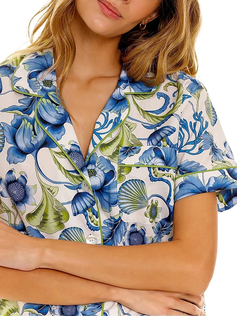 Blue Serenity Nina Green Medusa 2-Piece Pajama Set