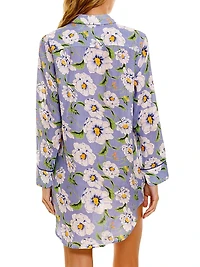 Linen Floral Mini Shirtdress