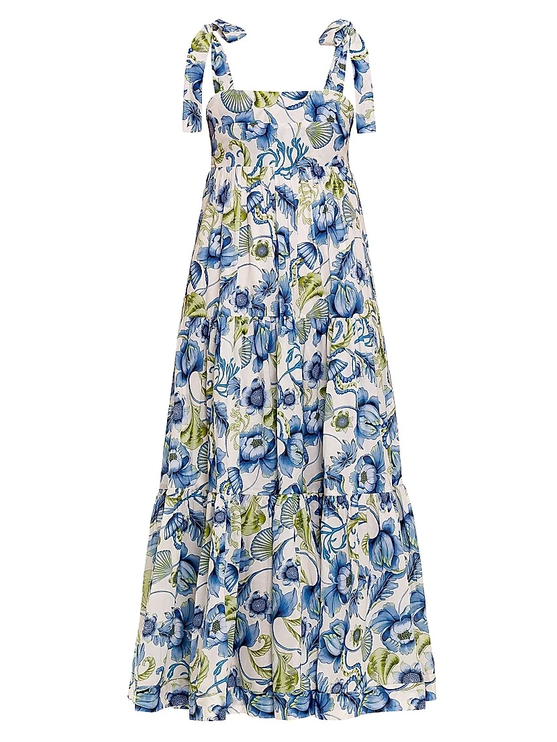 Blue Serenity Tessa Green Medusa Maxi Dress