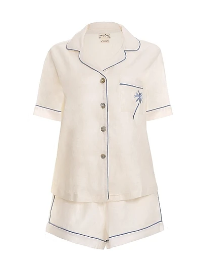 Blue Serenity Nina Linen Short 2-Piece Pajama Set