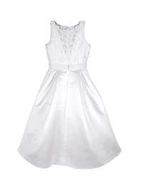 Girl's Satin & Lace Box Pleat Dress