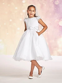 Girl's Organza Lace Cap-Sleeve Dress