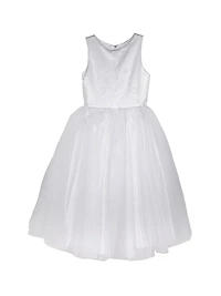 Girl's Embellished Satin & Lace Dress