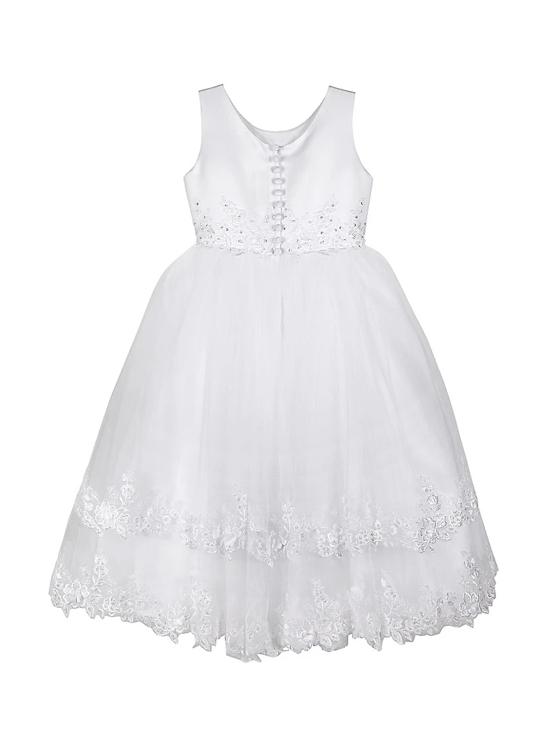 Girl's Tiered Satin Dress