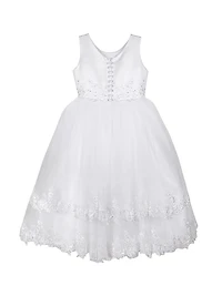 Girl's Tiered Satin Dress