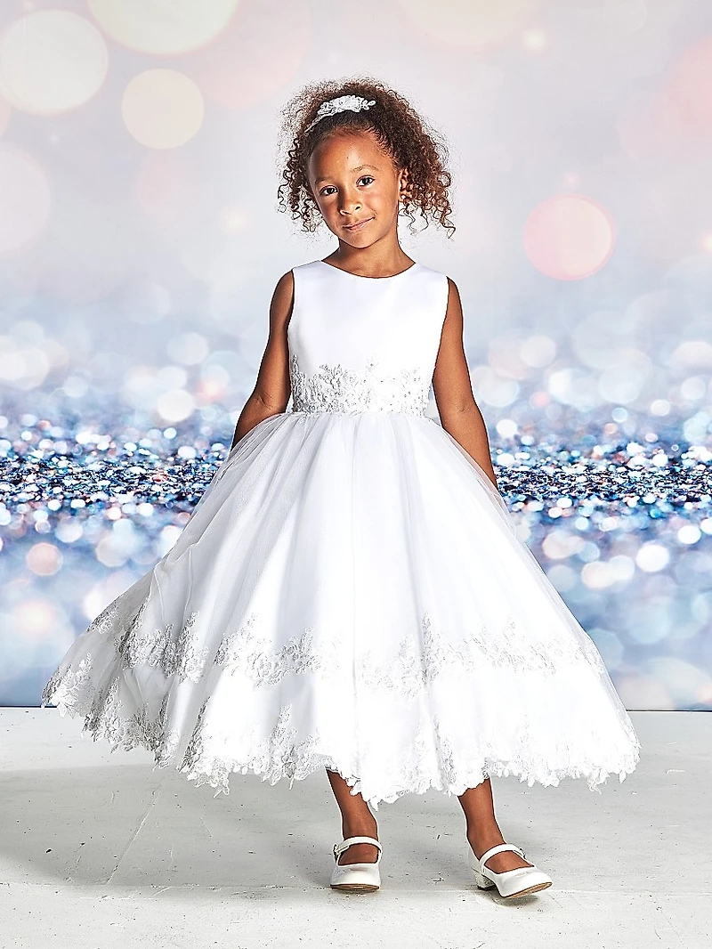 Girl's Tiered Satin Dress