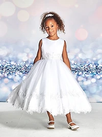 Girl's Tiered Satin Dress