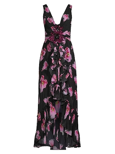 Kassiani Ruffled Floral Chiffon Dress