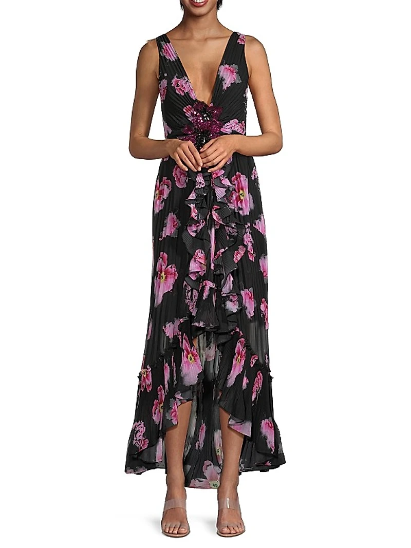 Kassiani Ruffled Floral Chiffon Dress