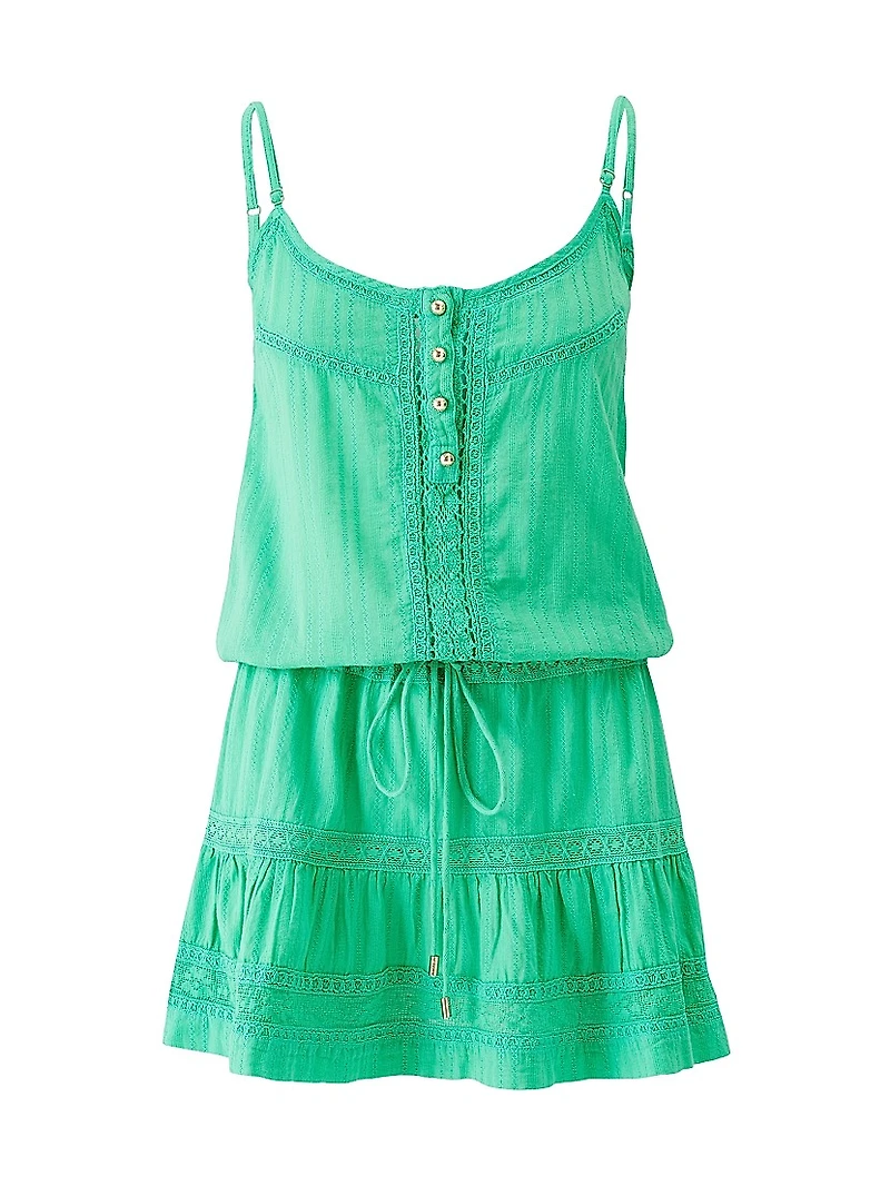 Kelly Crochet-Trimmed Caftan Minidress