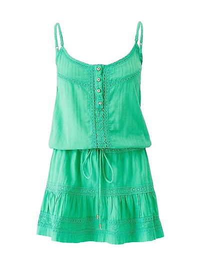 Kelly Crochet-Trimmed Caftan Minidress