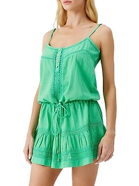 Kelly Crochet-Trimmed Caftan Minidress