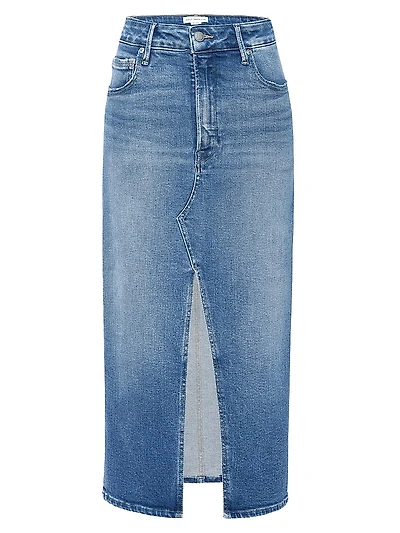 Denim Slit-Front Midi-Skirt