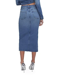 Denim Slit-Front Midi-Skirt