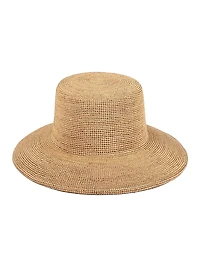 Wide-Brimmed Raffia Straw Bucket Hat