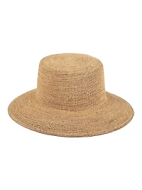 Wide-Brimmed Raffia Straw Bucket Hat