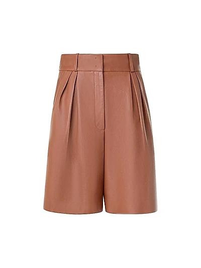 Finnick Leather Pleated Bermuda Shorts