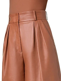 Finnick Leather Pleated Bermuda Shorts