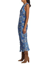 Roxie Printed Draped Midi-Dress