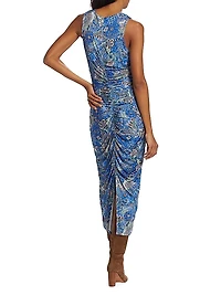 Roxie Printed Draped Midi-Dress
